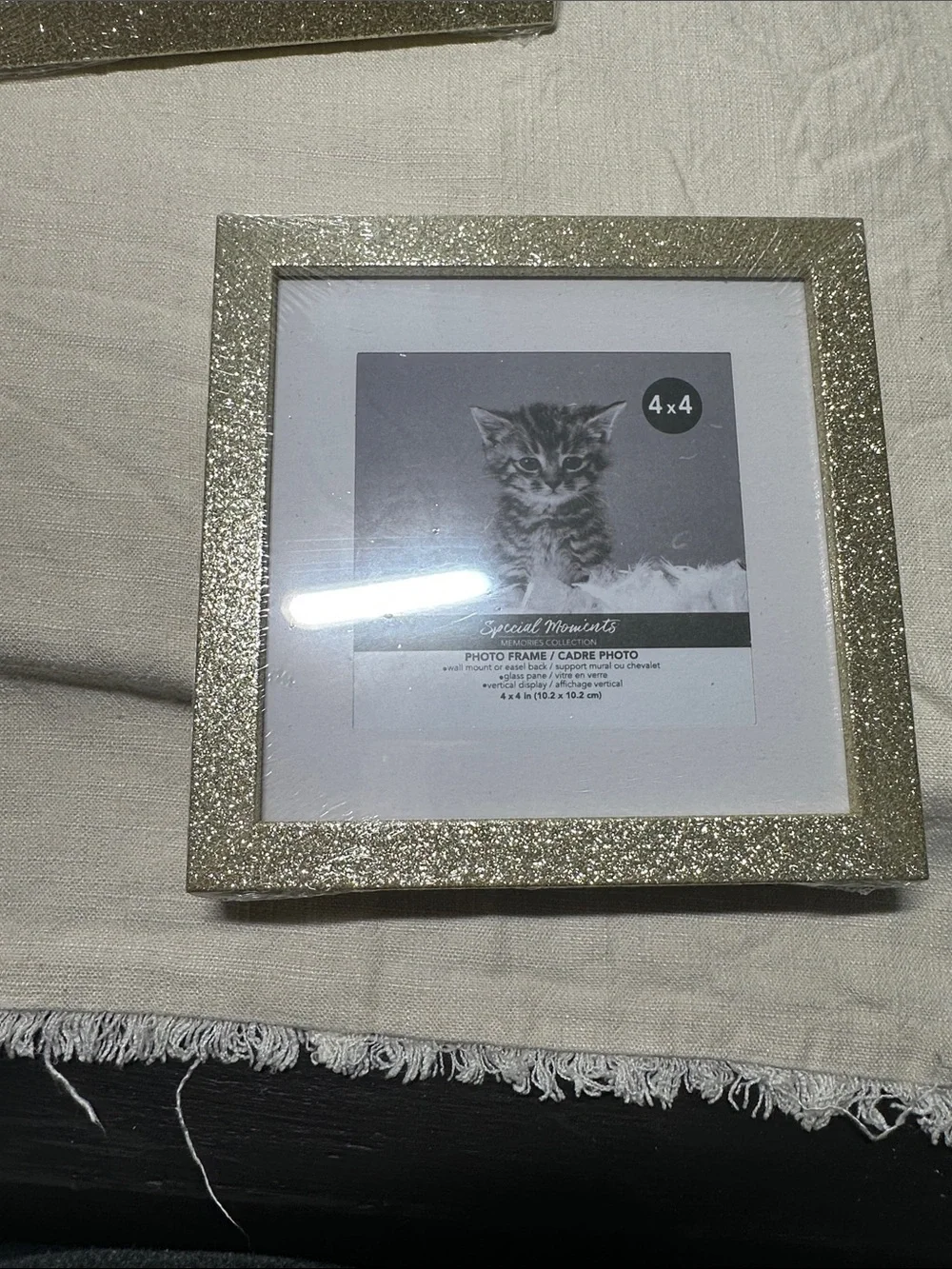 Glitter Gold 4x4 Frame Set - Home Accents and a furry storage basket NWT